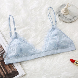 New Sexy Floral Lace Bra Thin Wire Free Bralette Comfortable Adjusted Underwear Women Lace Bra Brassiere Girl Small Cup Lingerie