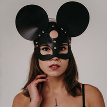 Load image into Gallery viewer, New Sexy Leather Cat Mask Erotic BDSM Bondage Rave Cat Head Black Half Eyes Cosplay Face Halloween Masquerade Party Masks