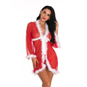 New Sexy Lingerie Women Sexy Christmas Feather Erotic Underwear Sex Nightdress Briefs Lingerie Sets Babydolls Plus Size Chemises