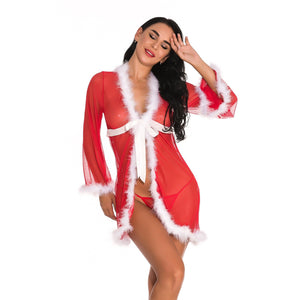 New Sexy Lingerie Women Sexy Christmas Feather Erotic Underwear Sex Nightdress Briefs Lingerie Sets Babydolls Plus Size Chemises