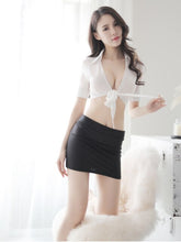 Load image into Gallery viewer, New Sexy Lingerie Women&#39;s See-through Cardigan Uniform Temptation Sexy Short Skirt Secretary Suit Sexy Women Clothing