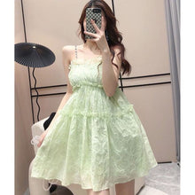 Load image into Gallery viewer, New Sleeveless Beaded Strap Summer Dress Women Print Floral A-Line Kawaii Japanese Sweet Girls Mini Dress Chic Fairy vestidos