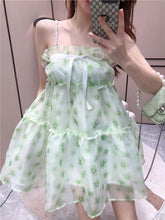 Load image into Gallery viewer, New Sleeveless Beaded Strap Summer Dress Women Print Floral A-Line Kawaii Japanese Sweet Girls Mini Dress Chic Fairy vestidos