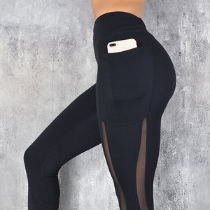 New Sport Leggings Women Mesh Splice Fitness Slim Black Legging Sportswear Clothing New Leggins Yoga Pants Sexy Yoga leggings