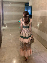 Load image into Gallery viewer, New Spring Women Party Dress Elegant Sweet Floral Embroidery Lace Patchwork Mesh Ruffles V Neck Casual Maxi Dress Vestidos