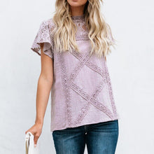 Load image into Gallery viewer, New Summer Chiffon Tops Tees Women Blouses Plus Sizes Crotchet Boho Floral Elegant Lady Sexy Lace Casual Embellished Shirts