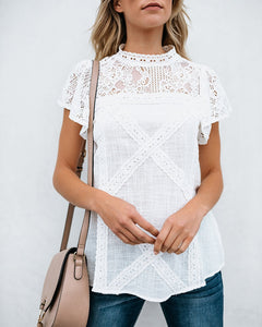 New Summer Chiffon Tops Tees Women Blouses Plus Sizes Crotchet Boho Floral Elegant Lady Sexy Lace Casual Embellished Shirts