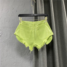 Load image into Gallery viewer, New Summer Women Fruit Green Denim Shorts Sexy Low-rise A-line Tassel Short Hot Pants Ladies Fashion Personality Pocket Pink
