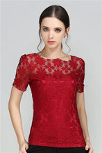 Load image into Gallery viewer, New Summer Women Short Sleeve Shirts Lace Tee Tops Women Clothing Women Lace Blouse Sexy Floral Sheer Blouses