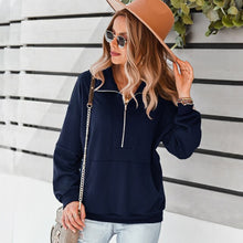 Load image into Gallery viewer, New Sweatshirt 2021 Autumn And Winter Warm And Comfortable Top With Elegant Loose Pure Color Zipper Stand Collar Hoodies Women