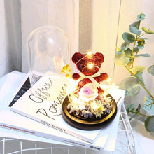 Load image into Gallery viewer, New Teddy Bear Rose Flowers In Glass Dome Christmas Festival DIY Cheap Home Wedding Decoration Birthday Valentine&#39;s Day Gift D30