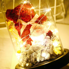 Load image into Gallery viewer, New Teddy Bear Rose Flowers In Glass Dome Christmas Festival DIY Cheap Home Wedding Decoration Birthday Valentine&#39;s Day Gift D30