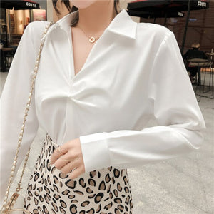 New Temperament Women's 2 Piece Set Fashion Lapel Long Sleeve Shirt + Slim Bodycon Leopard Print Skirt Suits Office Lady Outfits