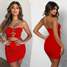 Load image into Gallery viewer, New Tube Sexy Mini Dress Off Shoulder Dresses For Women Bandage Club Wear Sleeveless Skinny Cut Out Ruched Strapless Party Dress