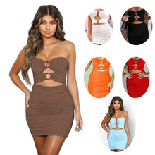 Load image into Gallery viewer, New Tube Sexy Mini Dress Off Shoulder Dresses For Women Bandage Club Wear Sleeveless Skinny Cut Out Ruched Strapless Party Dress