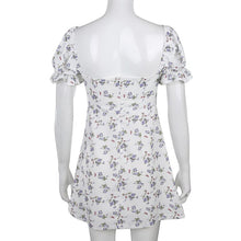 Load image into Gallery viewer, New White Floral Women Sexy Dress Bandage Ruched Office Puff  Sleeve High Street Aline Ladies Dresses Summer Casual Mini Dress