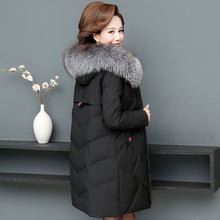 Load image into Gallery viewer, New Winter Women Jacket Parkas Middle-aged Down Cotton Jacket Mid Long Parka Warm Female Cotton Padded Jacket Loose OutwearR1601