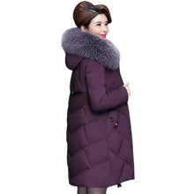 Load image into Gallery viewer, New Winter Women Jacket Parkas Middle-aged Down Cotton Jacket Mid Long Parka Warm Female Cotton Padded Jacket Loose OutwearR1601