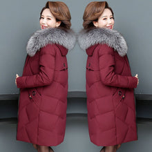 Load image into Gallery viewer, New Winter Women Jacket Parkas Middle-aged Down Cotton Jacket Mid Long Parka Warm Female Cotton Padded Jacket Loose OutwearR1601