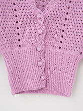 Load image into Gallery viewer, New Women Fashion Sexy V-Neck Hollow out Crochet Knitted Cardigan Female 2021 Korea Summer Puff Sleeve Casual Tops