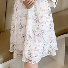 Load image into Gallery viewer, New Women Fashion Short Sleeve Beading Square Collar Slim Floral Dress Summer Ladies Casual Sweet Embroidered Chiffon Fairy Robe