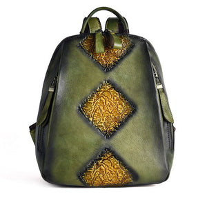 New Women Genuine Leather Backpack High Quality Natural Skin Rucksack Vintage Female Travel Bag Embossed Trends Daypack Knapsack