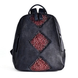 New Women Genuine Leather Backpack High Quality Natural Skin Rucksack Vintage Female Travel Bag Embossed Trends Daypack Knapsack