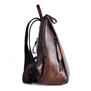 New Women Genuine Leather Backpack High Quality Natural Skin Rucksack Vintage Female Travel Bag Embossed Trends Daypack Knapsack
