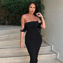 Load image into Gallery viewer, New Women Sexy Dress Draped Bodycon Dress Sexy Summer Off Shoulder Ruched Backless Party Dresses Female Elegant Dress Clubwear