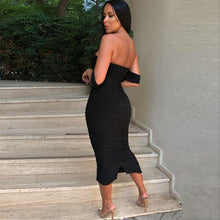 Load image into Gallery viewer, New Women Sexy Dress Draped Bodycon Dress Sexy Summer Off Shoulder Ruched Backless Party Dresses Female Elegant Dress Clubwear