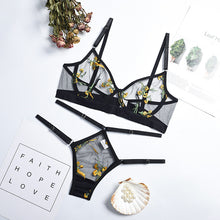 Load image into Gallery viewer, New Women Sexy Embroidery Sensual Lingerie Underwear Lace Erotic Underwire Bra and Brief Sets Transparent Exotic Underwear