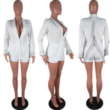 Load image into Gallery viewer, New Women Shorts Set Sexy Tassel Deep V Neck Suit Jacket Coat And Shorts Two Piece Outfits Set Red Black White