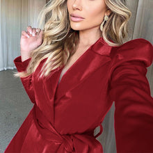 Load image into Gallery viewer, New Women Winter Red Women&#39;s Set Tracksuit Long Sleeve Bow Blazers Pencil Pants Suit Two Piece Set Office Lady Outfits Uniform