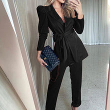 Load image into Gallery viewer, New Women Winter Red Women&#39;s Set Tracksuit Long Sleeve Bow Blazers Pencil Pants Suit Two Piece Set Office Lady Outfits Uniform