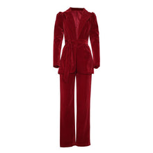 Load image into Gallery viewer, New Women Winter Red Women&#39;s Set Tracksuit Long Sleeve Bow Blazers Pencil Pants Suit Two Piece Set Office Lady Outfits Uniform