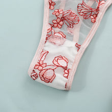 Load image into Gallery viewer, New Women Sexy Lingerie Set Mesh See-through Flower Embroidered Underwear Underwire Bra And Thong Erotic Costumes