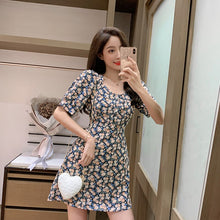 Load image into Gallery viewer, New Women&#39;s Short Sleeve Dress Medium Length Fashion Sexy Printing Simple Personality Korean V-Neck Skirt Chiffon Versatile Slim