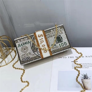 New crystal Money USD bags Dollar Design Luxury Diamond Evening Bags Party Purse Clutch Bags Wedding Dinner Purses and Handbags