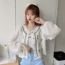 Load image into Gallery viewer, New style shirt women's sweet age reduction design sense spring and autumn loose short long sleeve cardigan jacket jacket