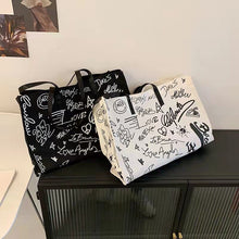 Load image into Gallery viewer, New style simple canvas fashion western style graffiti ladies single shoulder bag