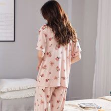 Load image into Gallery viewer, New summer ladies thin section Modal short-sleeved women&#39;s pajamas two-piece suit comfortable plus size pajama set home service