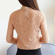 Load image into Gallery viewer, New women's openwork mesh shirt Korean fashion wild long-sleeved lace Blouse bottoming shirt