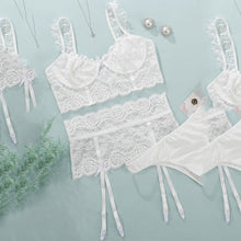 Load image into Gallery viewer, New women sexy lingerie suit Perspective lace uniform suspenders sexy lingerie bra panties bodysuit  lengerie femenina 3 colors
