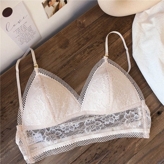 Newest Women Sexy Lingerie Bra Mesh Patchwork Breathable Ladies Bras Brassiere Back Closure Triangle Cup Female Thin Underwear