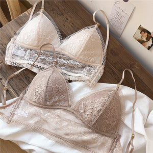 Newest Women Sexy Lingerie Bra Mesh Patchwork Breathable Ladies Bras Brassiere Back Closure Triangle Cup Female Thin Underwear