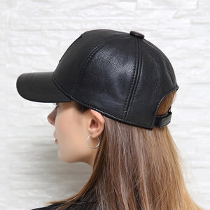 Novelty Leather Baseball Caps For Women Men Soft Lambskin Outdoor Leisure Duck Tongue Gorra Korean Youth Sun Snapback Dad Hats