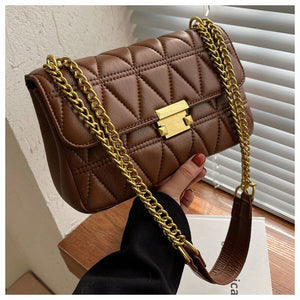 Novo designer de corrente feminina flip crossbody bags treliça couro do plutônio bolsa feminina e bolsas de luxo marca ombro sac