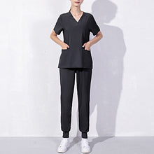 Load image into Gallery viewer, Nursing Uniforms Two Piece Unisex Shorts Scrub Sets Sleeve Pocket Top Tee Loose Pants Beauty Salon Workwear Overalls Plus Size