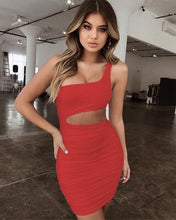 Load image into Gallery viewer, Off Shoulder Sexy Bodycon Bandage Dress Women Sexy Strapless Long Sleeve Hollow Out Party Dresses Vestidos Summer Dress