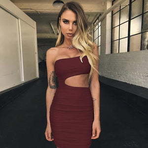 Off Shoulder Sexy Bodycon Bandage Dress Women Sexy Strapless Long Sleeve Hollow Out Party Dresses Vestidos Summer Dress